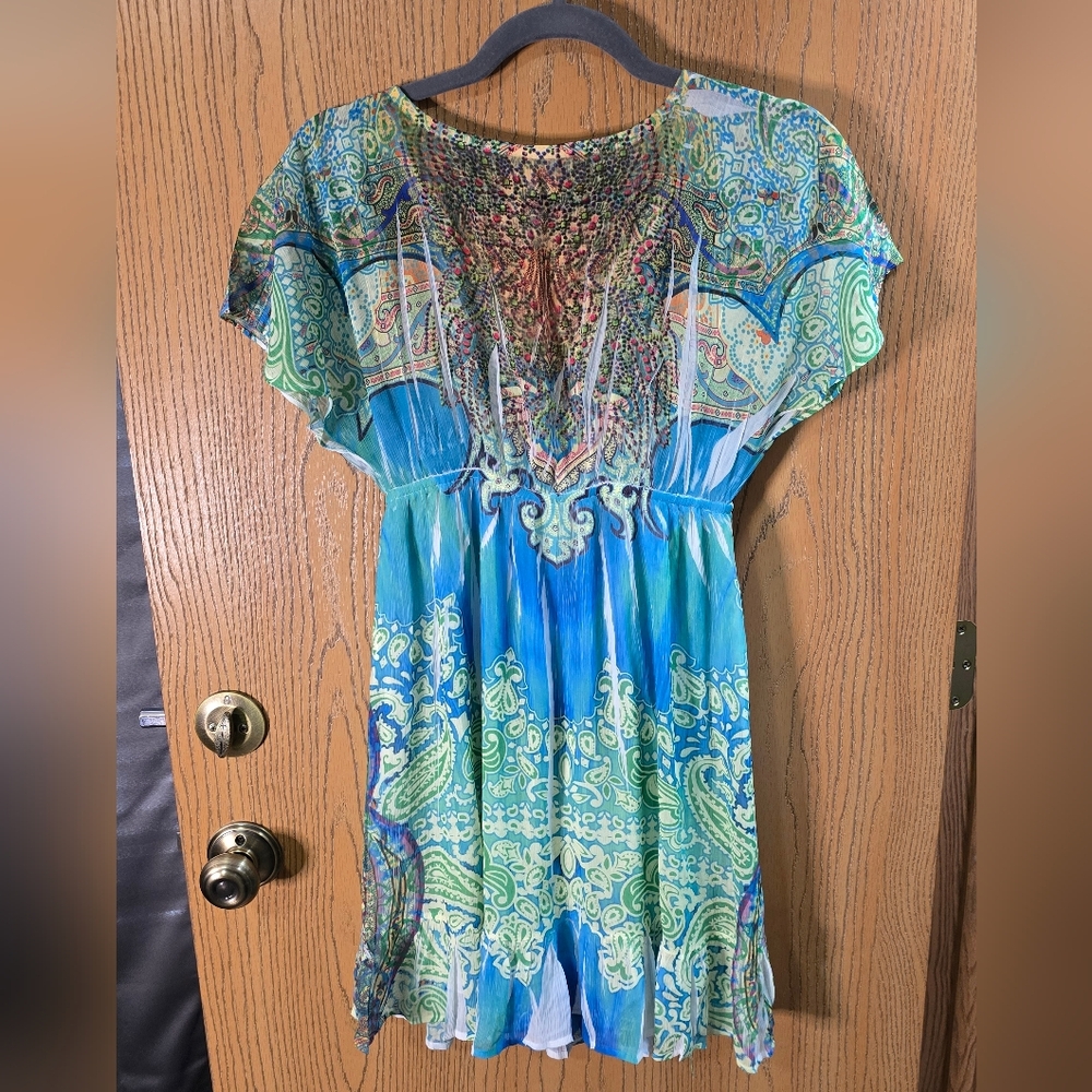 S-Twelve Multicolor Rhinestone Patterned Tunic - Picture 5 of 5